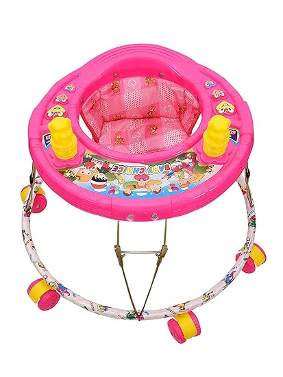 NewAge Round Base with Double Horn Baby Walker (Pink, Design May Vary, 9 Months-1.5 Years)