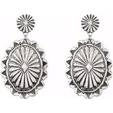 Western Cowboy Cowgirl Earrings for Women Cowboy Chic Boho Conch Oval Turquoise Dangle Earrings Country Concert Outfits Accessories