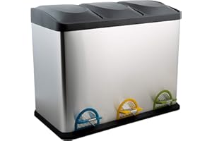 Organize It All Stainless Step-On Recycle Bin, 12-Gallon, Silver/Black