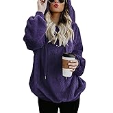 Century Star Womens Fuzzy Hoodies Pullover Sport Hoodie Cozy Oversized Pockets Hooded Sweatshirt Athletic Fleece Hoodies