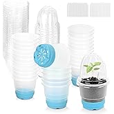 Sckee Clear Nursery Pots for Plants with Lid,30 Packs Seed Starting Pots 4 inch Plastic Plant Pot with Drainage Holes Seed Starting Pot Silicone Base