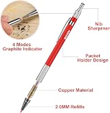 Enhon 4 Pcs Mechanical Carpenter Pencils with 40 Refills and Sharpener view 5