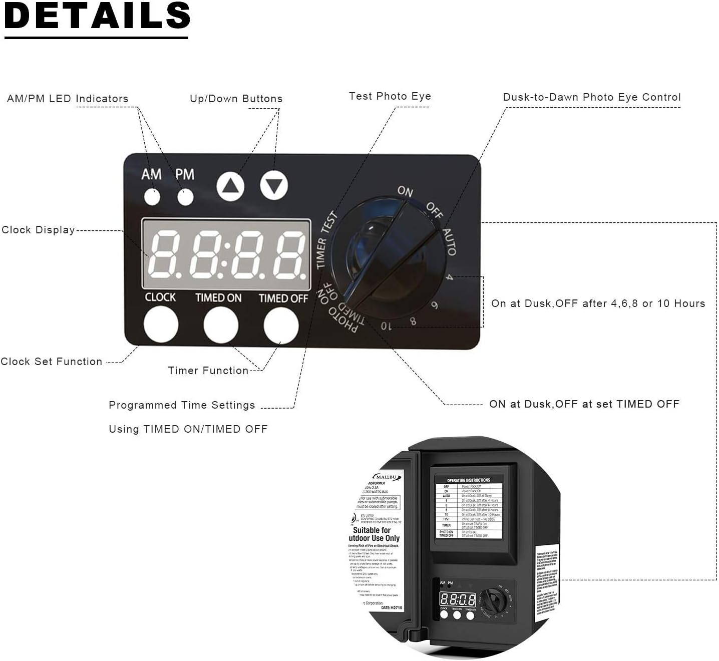 Malibu Power Pack 200watt LowVoltage Weatherproof Transformer with