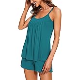 YYA Lace Trim Pajamas Set for Women Pajama Short Set Tank&Shorts Loungewear Sleepwear, S-XXL