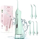 COSLUS Water Dental Flosser Teeth Pick: Portable Cordless Oral Irrigator 300ML Rechargeable Travel Irrigation Cleaner IPX7 Wa