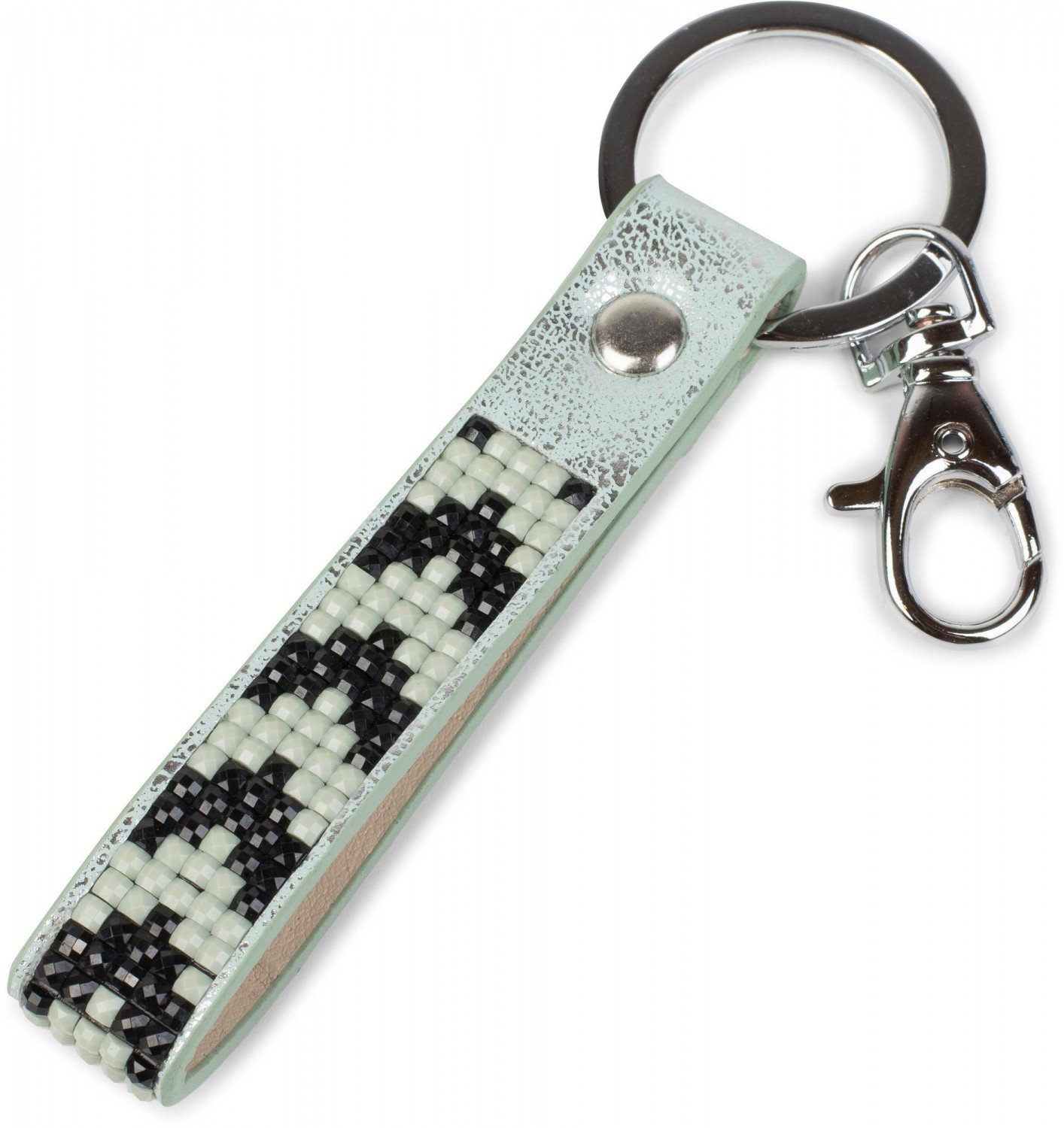 styleBREAKER keychain set with rhinestones, retaining ring, carabiner, women 05050019, color:Antique-Mint
