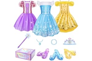 Meland Princess Dress Up for Girls, Dress Up Clothes for Kids with Princess Shoes, Toys Gifts for Toddler Girls Aged 3 4 5 6