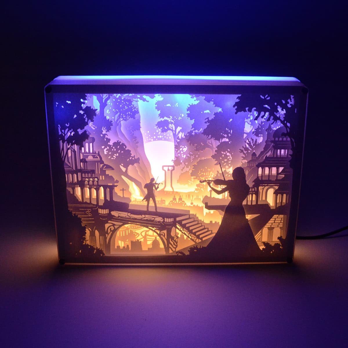 Jonyou Papercut Light Box,3D LED Night Light for Adult Kids Baby Nursery,Decorative Lamp in Bedroom,with USB Cable and Adapter (Falling in Love with The Music)