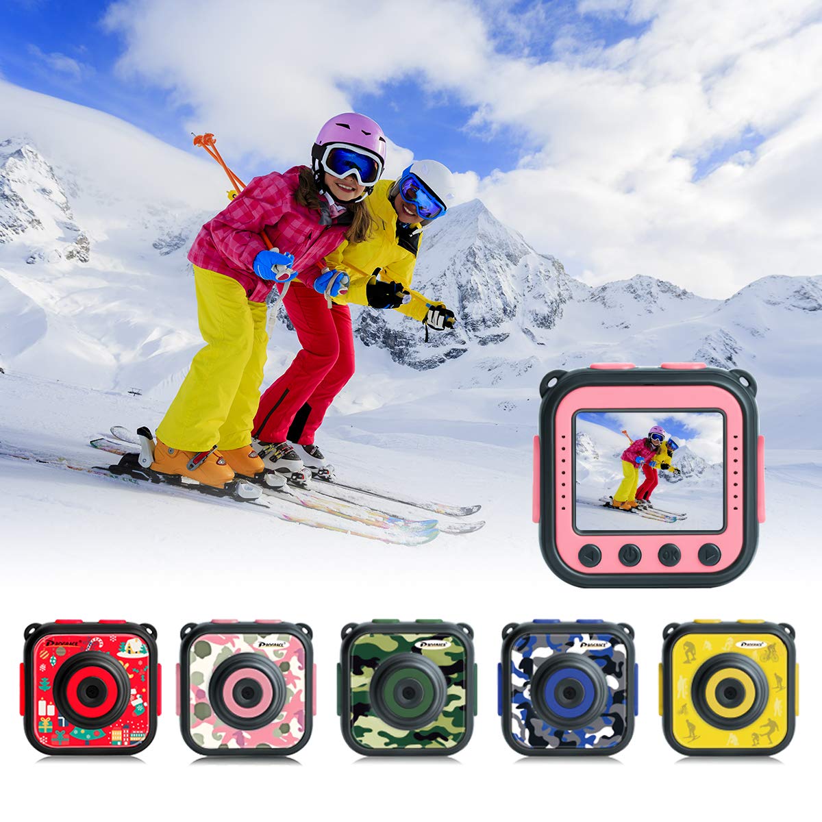 DROGRACE Children Kids Camera Waterproof Digital Video HD Action Camera 1080P Sports Camera Camcorder DV for Girls Birthday Holiday Gift Learn Camera Toy 1.77\'\' LCD Screen (Pink)