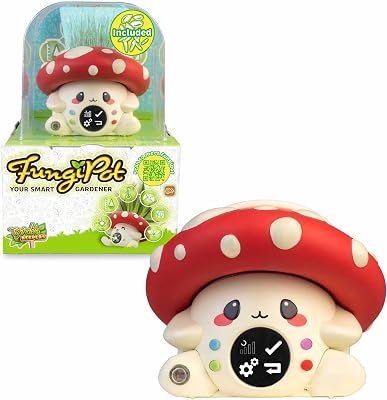 FungiPot, vaso digitale interattivo per la cura delle piante, sensori di umidità, luce e temperatura, giochi digitali, inclusi substrato e semi, + 6, Famosa (GAD00000)