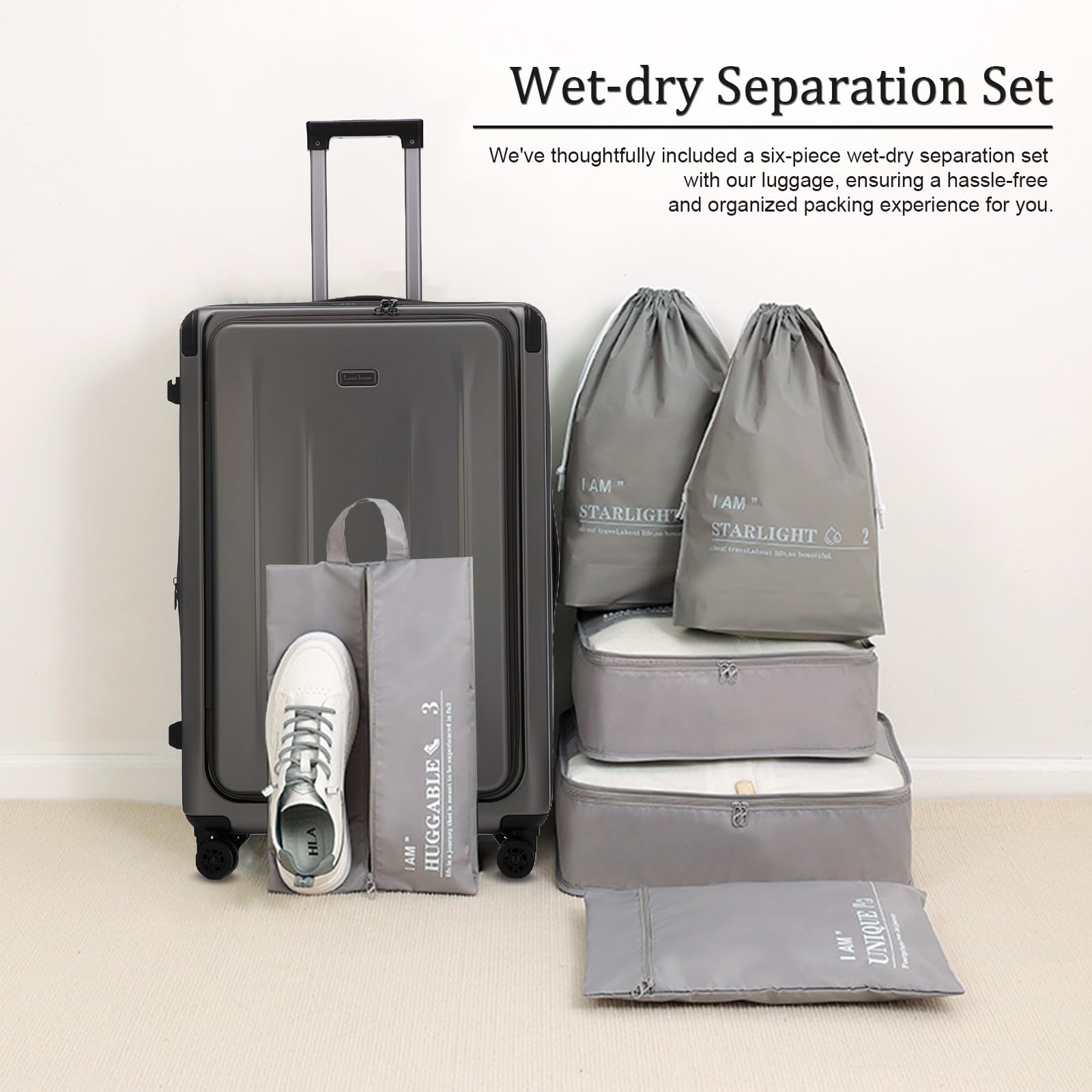 Condition photo showing New/Like New for premium carry on luggage, 20 inch top opening aluminum frame lightweight airline approved abs+pc har