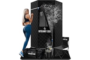 FROZEN ZEN Steamy Zen Sauna - Portable Large Home Steam Sauna with 3L High Capacity Steamer, 1100W, Remote & Aromatherapy - Includes Absorbent Mat & Chair for Yoga & Weight Loss - Sauna Spa Experience