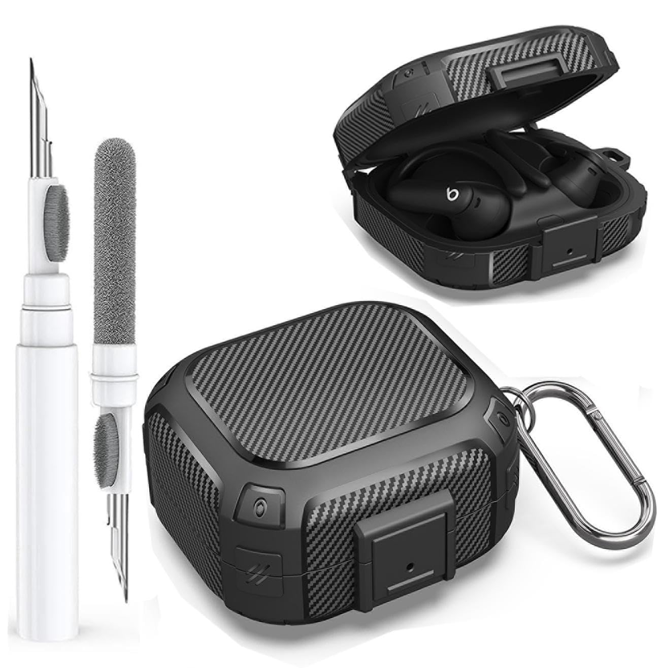 Photo 1 of [Secure Lock] for Beats Powerbeats Pro 2 Case 2025 Men Women, Rugged Shockproof Protective Hard New Powerbeat Pro2 Cover Skin with Carabiner&Cleaner Pen for Beat Power Beat Pro 2 Earbuds,Jet Black