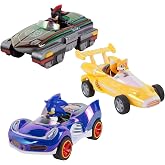 NKOK Special Edition Sonic, Shadow &amp; Tails Pullback Cars (3-Pack) | Sonic &amp; All-Stars Racing Transformed Collectible Vehicles for Kids Ages 4-6, No-Battery Pullback Action &amp; Iridescent Finish