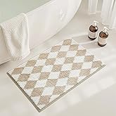 GRANNY SAYS Diamond Bathroom Rugs, 16" x 24", Non-Slip Bath Mats for Bathroom, Plush Shag Absorbent Microfiber Ultra Soft Bath Mat, Cute Washable Rug for Tub, Shower, Bedroom, Light Tan