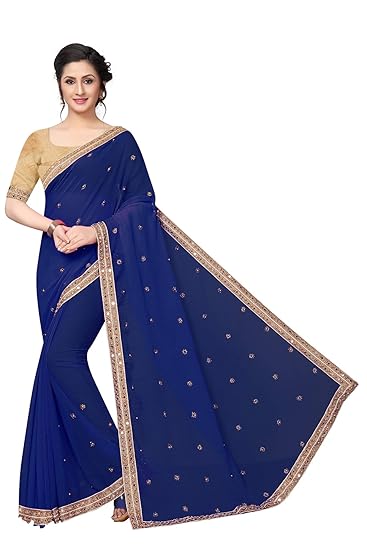 Winza Designer Womens Georgette Saree With Blouse (DIAMOND QUEEN)