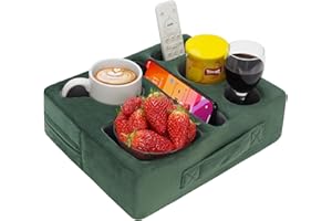 G GOOD GAIN Couch Cup Holder Pillow-Sofa Cup Holder Cozy Buddy | Bed Drink Caddy Holds Tablet, Remote, Snacks | Waterproof Anti-Spill Sofa Beverage Tray for Car, Park, Beach, Picnic, Boat, RV(Green)