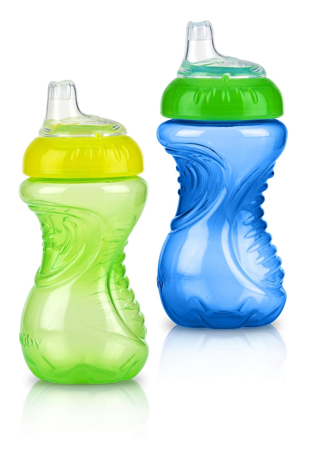 Nuby 2 Piece No Spill Easy Grip Trainer Cup 10 oz, Blue/Red : Baby