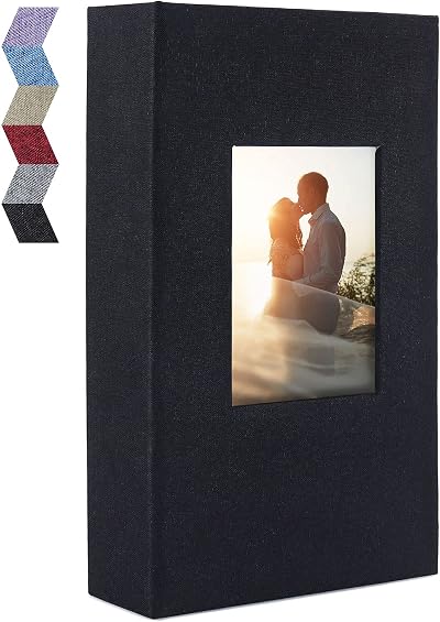Vienrose 6x4 Photo Album 300 Photos Linen Cover 50 Sheets Black Pockets