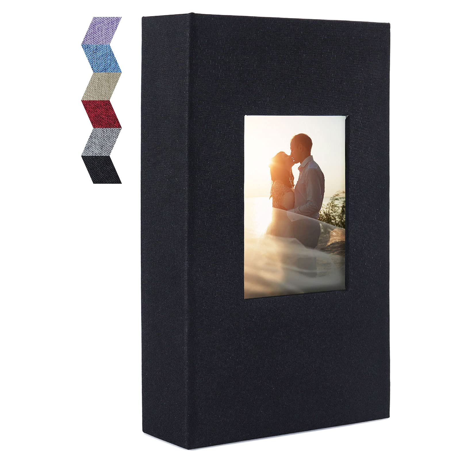 Vienrose 6x4 Photo Albums Slip in for 300 Photos Linen Cover Black Pages Photo Books Large Capacity Picture Albums for Valentine Wedding Christmas Birthday