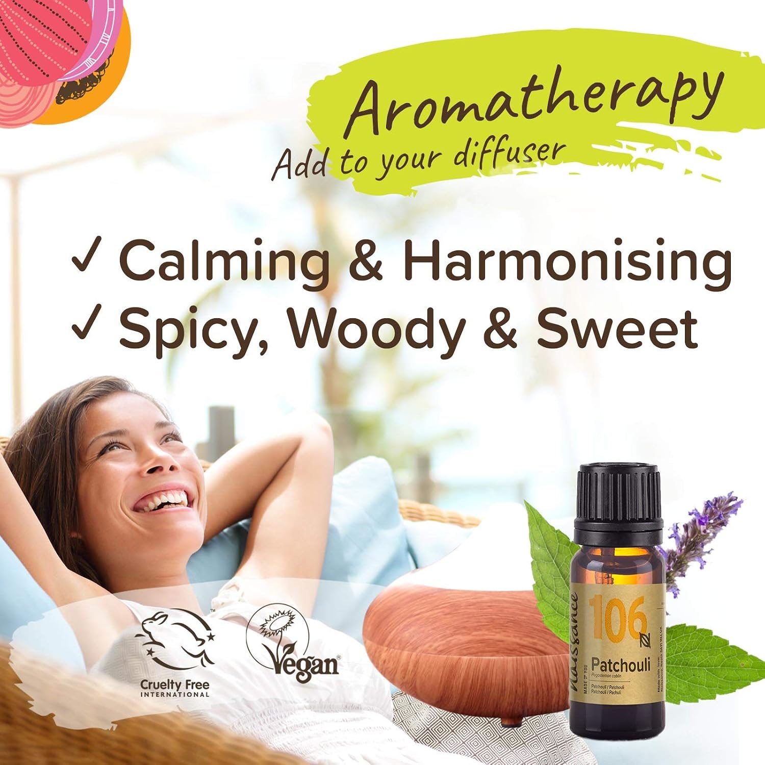 Naissance Patchouli Essential Oil (no. 106) 10ml - Pure, Natural, Cruelty Free, Vegan and Undiluted - to for Aromatherapy & Diffusers - Image 3