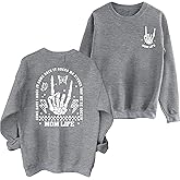 YHHR Mama Sweatshirts Mom Life Crewneck Sweatshirts Funny Mama Halloween Skeleton Rocker Graphic Sweatshirts Pullover Top