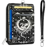 Dargon Credit Card Holder Wallet with Zipper, Women Slim Card Holder | Wallet Front Pocket Slim Card Holder for Women, Cute Purses with Card Case ID Window, PU Leather Blocking Card for Girls