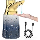 Greatmay Adjustable Automatic Soap Dispenser Touchless, Ceramic Material,4 Adjustable Levels, Type-c Rechargeable Operated Sensor Liquid Soap Pump,Touch-Free Hand Sanitizer Dispenser (Starry Gold)