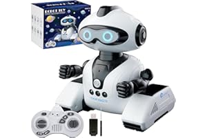 WINTHAI Robots Toys for Kids, 2.4Ghz Remote Control Robot Toys with Music and LED Eyes for Boys/Girls, RC Toy Stocking Stuffers for 3-12 Year Toddler Children Teen for Birthday Day Gift(White)
