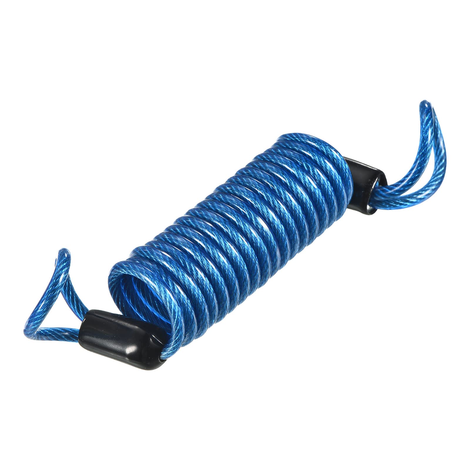 PATIKIL Security Steel Cable 2.5mm x 1m/3.28ft Coated Spring Luggage Lock Wire Rope with Double Loop Blue