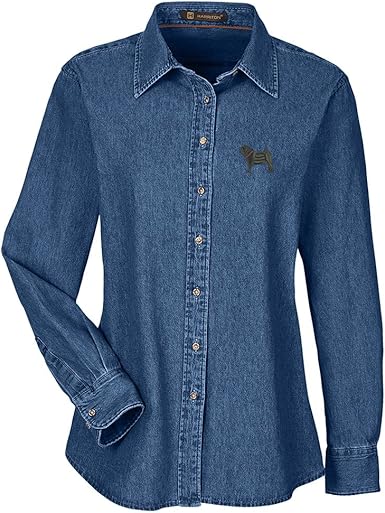 ladies black denim shirt