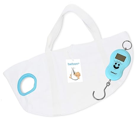 bebon® Babywaage - Waage für Neugeborene, Säuglinge und Babys - Wiegen wie die Hebamme (0-12 Monate, Weiß, 1er Set)