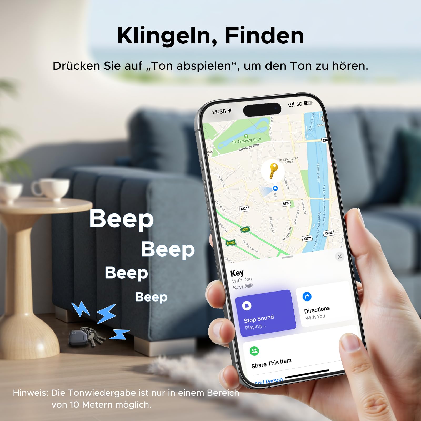 UGREEN Finetrack 4er Pack unterstützt USB C Aufladen, Bluetooth Tracker kompatibel mit Apple Find My (nur iOS), Smarttag bis zu 12 Monate Akkulaufzeit, Finder für Schlüssel, Koffer, Pass 4