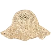 Oweisong Beach Hats for Women Trendy Summer Straw Sun Hat Floppy Wide Brim Boho Crochet Hats for Vacation Travel