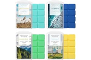 STRN Scented Wax Melts Wax Cubes Long Lasting Strong Scent, Soy Wax Cubes for Warmer Jelly Wax Melts Set, Ocean Breeze, Fresh Linen, Bohemia Forest, Summer Wind (4 x 2.5oz)