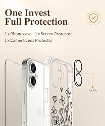 GVIEWIN for iPhone 16 Case, with Screen Protector
