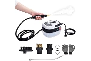 Ganggend Handheld Steam Cleaner, 2500W Hand-Held High Pressure Portable Cleaning Machine with 3 Brush, High Temperature Steamer for Home Use, Kitchen, Furniture, Bathroom, Car (White)