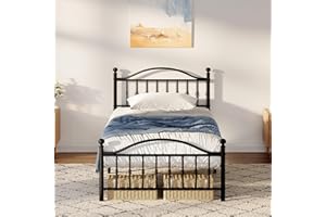 Metal Twin Bed Frame, Platform Bed Frame with Underbed Storage, No Box Spring Needed - High Headboard & Footboard, Heavy-Duty