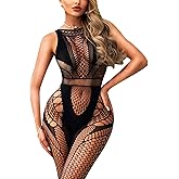 RSLOVE Sexy Lingerie Exotic Bodystocking - Fishnet Cut Out Lingerie Mesh Bodysuit One Piece Babydoll Rave Outfits