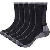 YUEDGE Mens Socks Moisture Wicking Cushioned Anti-Odor Work Socks Thick Casual Cotton Crew Socks For Men, 5 Pairs