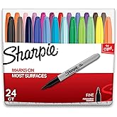 Sharpie Permanent Markers, Fine Point, Assorted Colors, 24 Count - Arts &amp; Crafts, Office Supplies