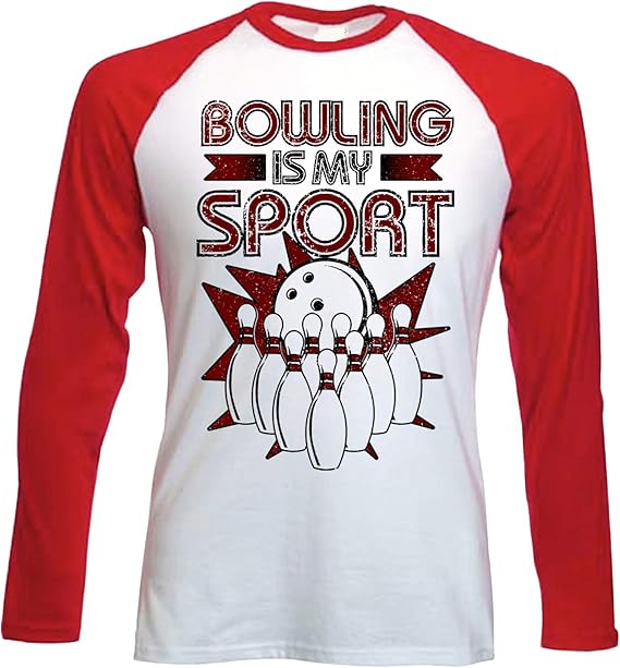 teesquare1st Men's Bowling Red Long Sleeved TShirt Amazon.co.uk Clothing