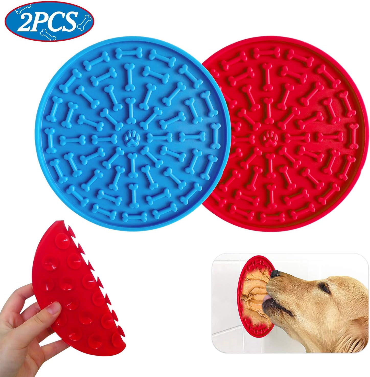 Purp Pie Lick Mat for Dogs, Dog Lick Pad with Suction, Dog Bath Peanut Butter Lick Pad, Licking Mat for Anxiety Bathing Distraction Device, Slow Dispensing Treater Dog Lick Mat (2 Pack)