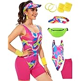 80s Workout Outfit for Women 90s Outfits Men Halloween Couples Costumes for Adults Disco Neon Theme Party Costume