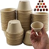 LeonBach 100 Pack 2oz Natural Bagasse Fiber Cups, Tasting Cups Paper Condiment Cups Serving Cup Compostable Sample Cups Dispo