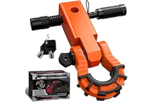 AUTMATCH Shackle Hitch Receiver 2" with 3/4" Mega D Ring Shackle and 5/8" Trailer Hitch Lock Pin, 68,000 Lbs Break Strength H