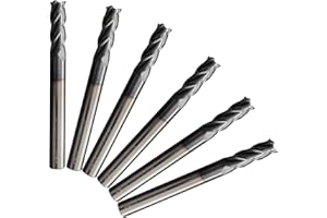 PRO EDGE TECHNOLOGY 6 Pcs 1/4" Carbide Square End Mill, 4 -Flute TIALN Coated CNC Mill Bits for Steel, End Mills for Precision Milling Tasks