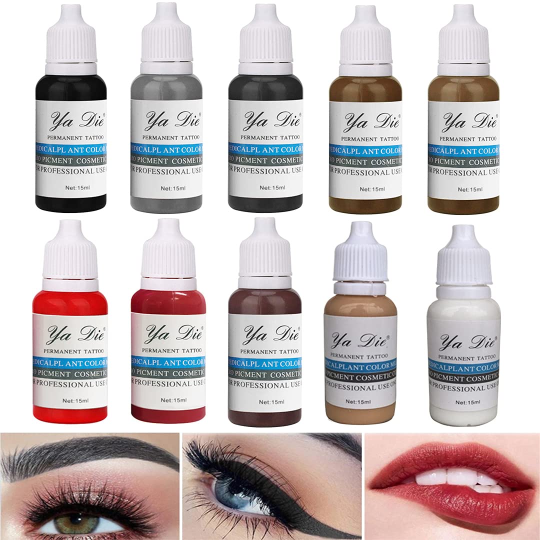 Amazon.com: 10Pcs Eyebrow Lips Tattoo Permanent Makeup Tattoo ink ...