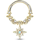CM Crareesi Mania Dangle Septum Piercing Jewelry Star Septum Ring 316L Surgical Steel Daith Piercing Jewelry 16G Cute Helix Earrings for Women Dangle Nose Ring