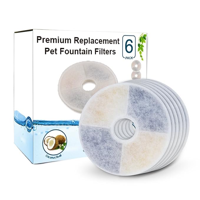Rhodesy Cat Fountain Ersatzfilter, Kompatibel mit Original Catit Design Senses Springbrunnen und Catit Flower Fountains (6 Pa